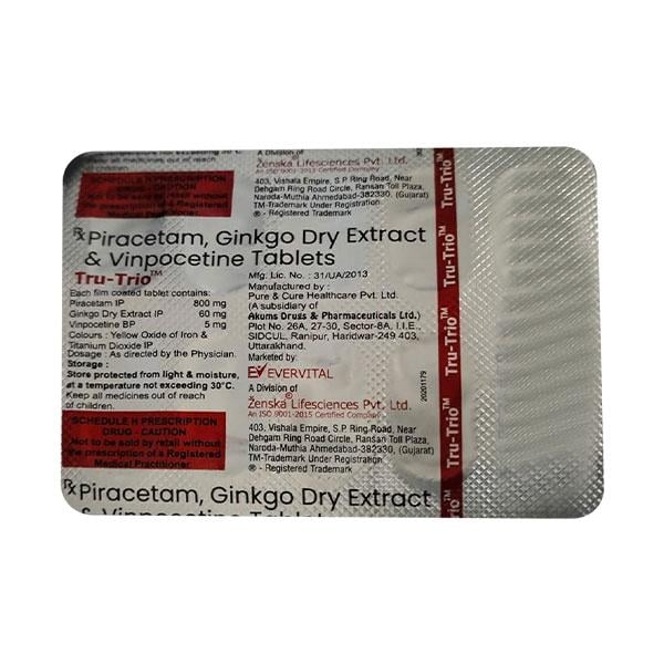 TRU TRIO Tablet 10's - Nootropics And Neurotrophics