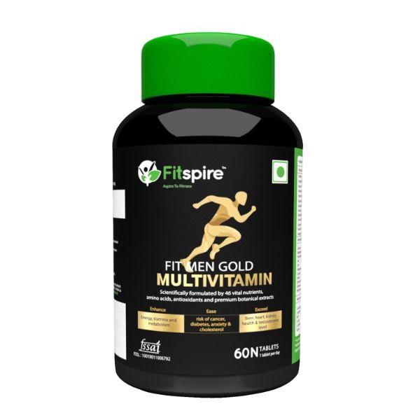 Netmeds | Fitspire Fit Men Gold Multivitamin for Men to Increase Immunity Energy Stamina 60 Capsules 1's