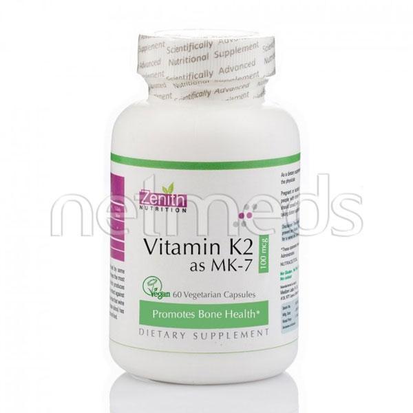 Zenith Nutrition Vitamin K2 As Mk7 100 mcg Capsules 60's - Multi-Vitamins