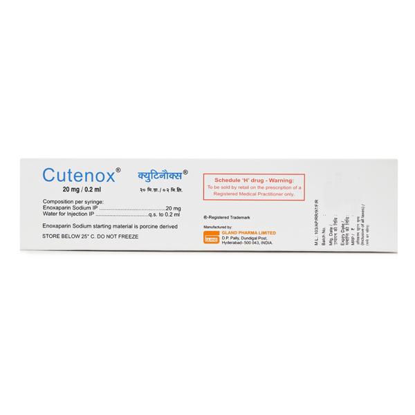 Cutenox 20mg Injection 0.2ml - Blood Clot-Ant