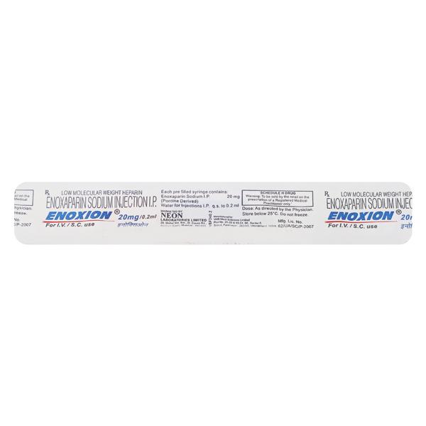 Enoxion 20mg Injection 0.2ml - Blood Clot-Ant