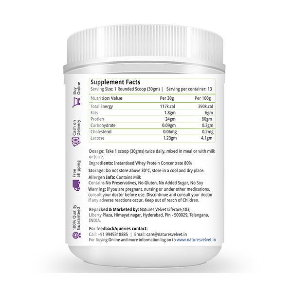 Natures Velvet 100% Whey Protein Isolate Powder 400 gm - Whey Proteins