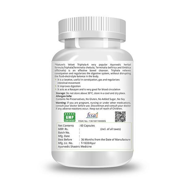 Natures Velvet Triphala Pure Extract 500 mg Capsules 60's - Pure Herbs