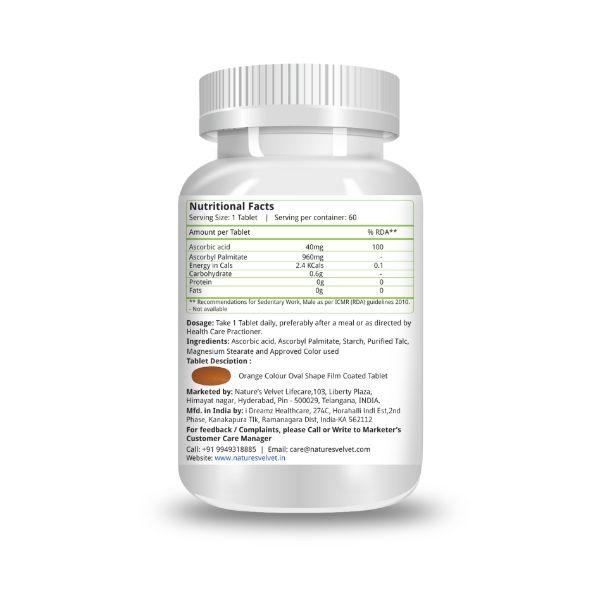 Natures Velvet Vitamin C 1000 mg Tablets 60's - Multi-Vitamins