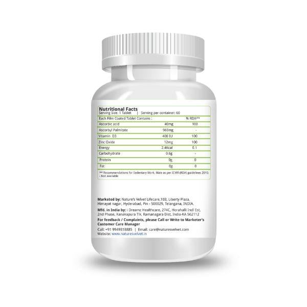 Natures Velvet Vitamin C 1000 mg Tablets 60's - Multi-Vitamins