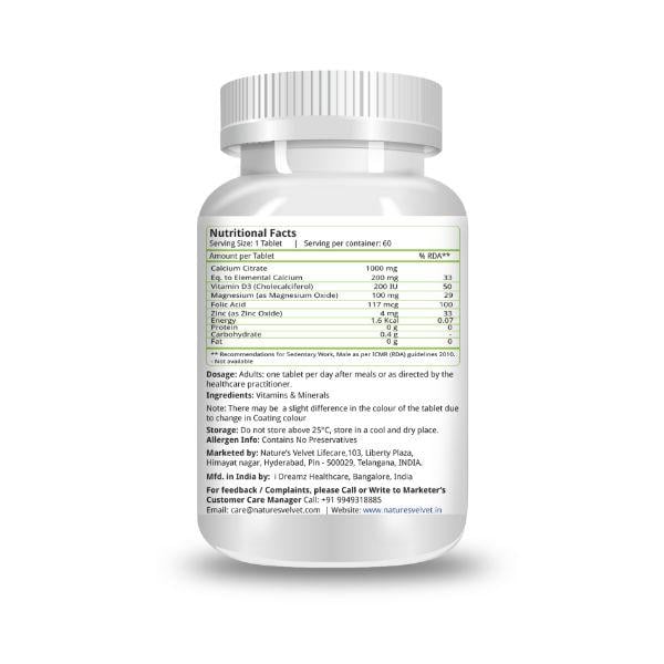 Natures Velvet Vitamin C 1000 mg Tablets 60's - Multi-Vitamins