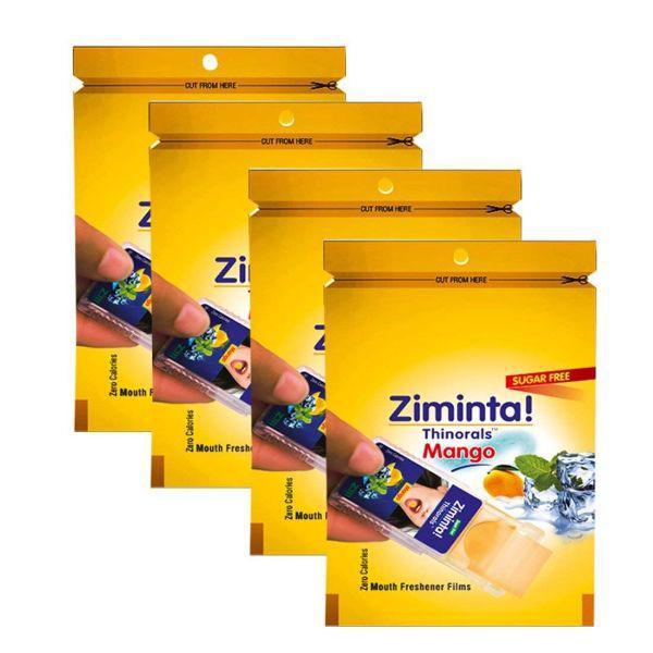 Ziminta Sugar Free Mouth Freshener Strip - Mango Flavour (Pack of 4 x 30's) - Mouth Refreshners