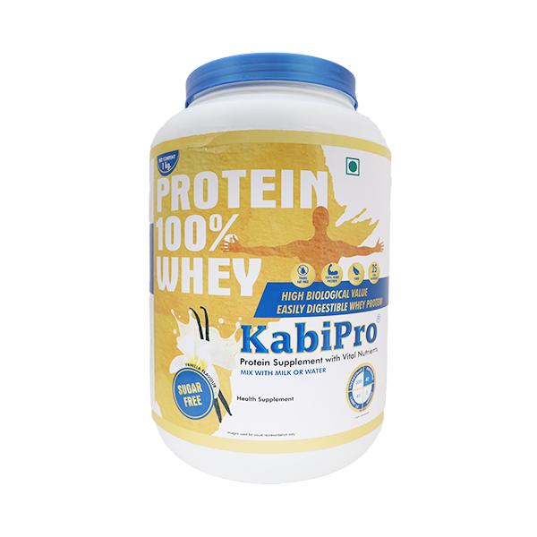 KabiPro 100% Whey Protein Supplement Sugar Free Powder - Vanilla Flavour 1 Kg (N) - Supplements-Ent