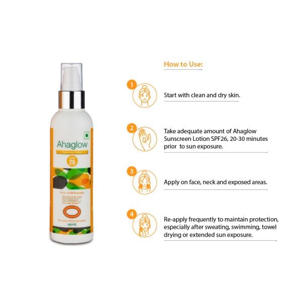 AHAGLOW SUNSCREEN SPF 26 Lotion 100ml - Sunscreen Preparations-Emo