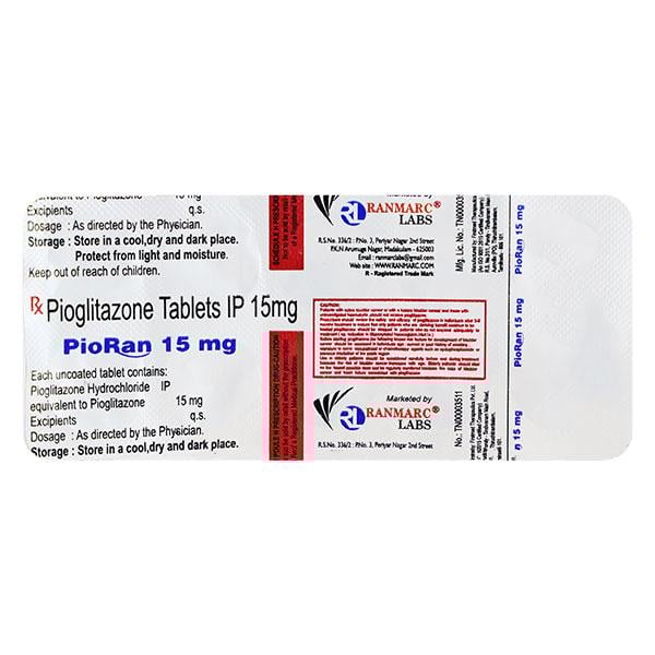 PIORAN 15mg Tablet 10's - Diabetes-Ant