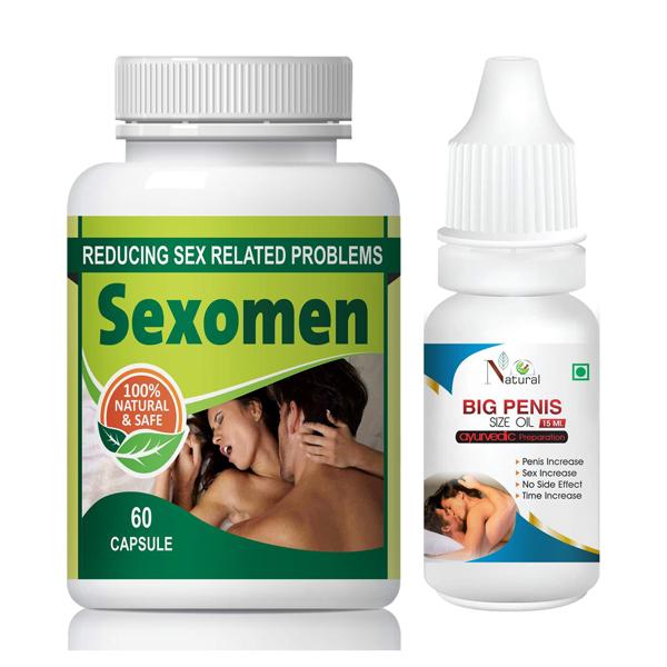 Natural Sexoman Capsule 60's + Big Penis Size Oil 15 ml - Sexual Healthcare