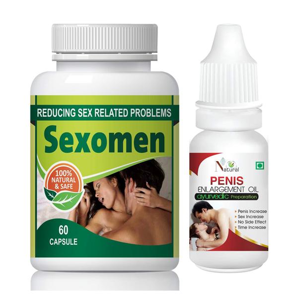 Natural Sexomen Capsule 60's + Penis Enlargement Oil 15 ml - Sexual Healthcare