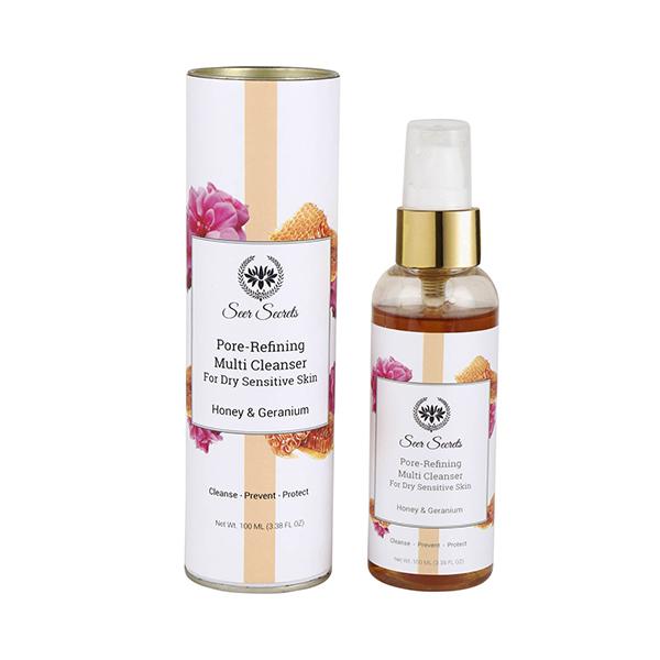 Seer Secrets Pore-Refining Multi Cleanser for Dry Sensitive Skin - Honey & Geranium 100 ml - Face Wash & Cleansers
