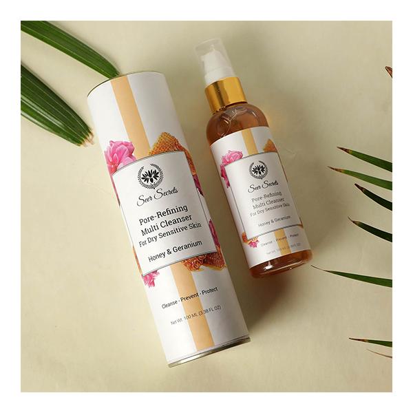 Seer Secrets Pore-Refining Multi Cleanser for Dry Sensitive Skin - Honey & Geranium 100 ml - Face Wash & Cleansers