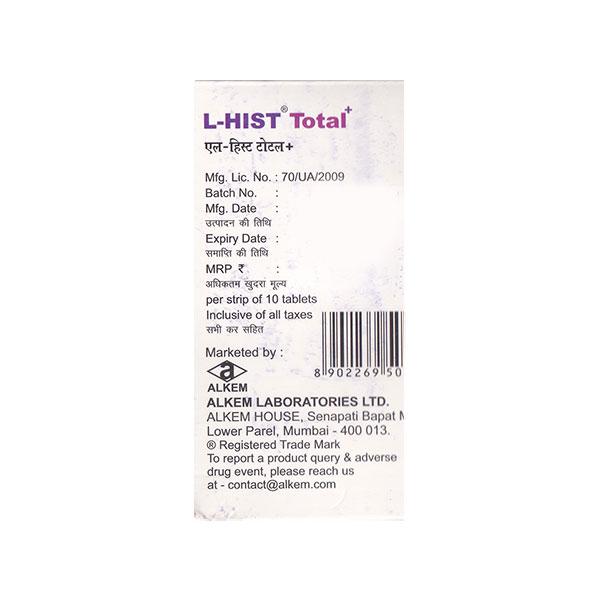 L HIST TOTAL+ Tablet 10's - Cough And Cold-Cou
