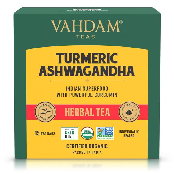 Vahdam Turmeric Ashwagandha Herbal Tea Infusion Bags 15's - Ashwagandha