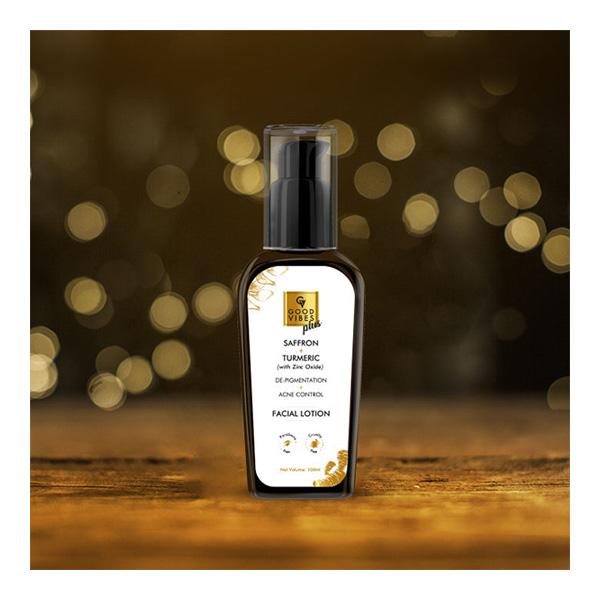 Good Vibes Plus De-PiGMentation + Acne Control Facial Lotion - Saffron + Turmeric with Zinc Oxide 100 ml - Face Scrubs