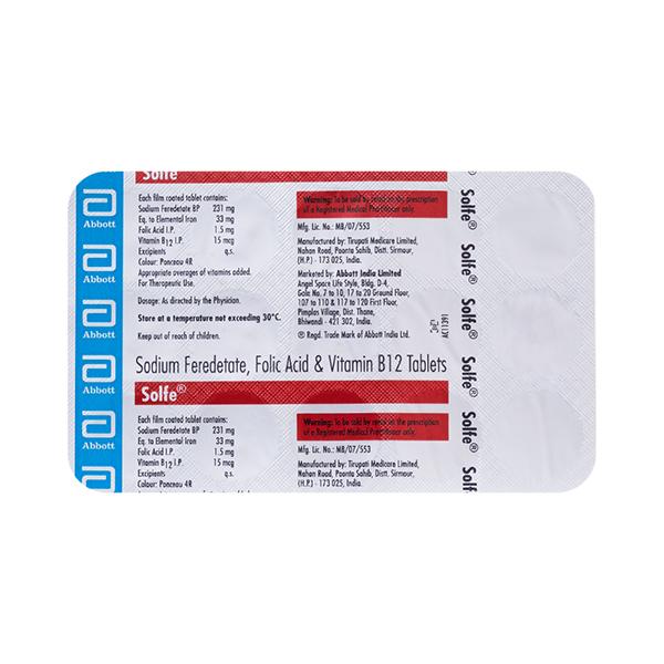 SOLFE Tablet 15's - Iron Supplement/Anaemia-Vma