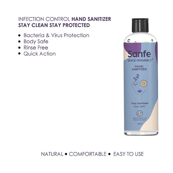 Sanfe Safety & Comfort Combo Pack (Sanfe Cloth Mask + Sanfe Space Organics Hand Sanitizer 500 ml) - Face Mask