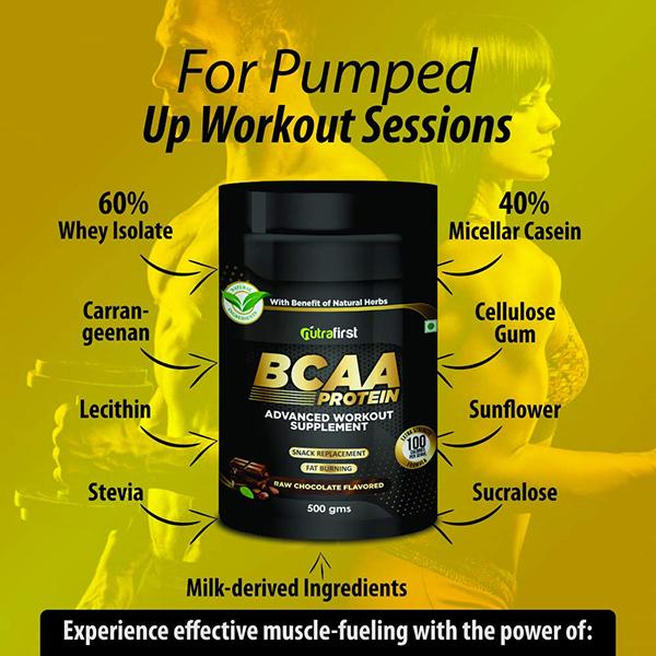 Nutrafirst Bcaa Proteins Powder - Chocolate Flavour 500 gm - Bcaa Supplements