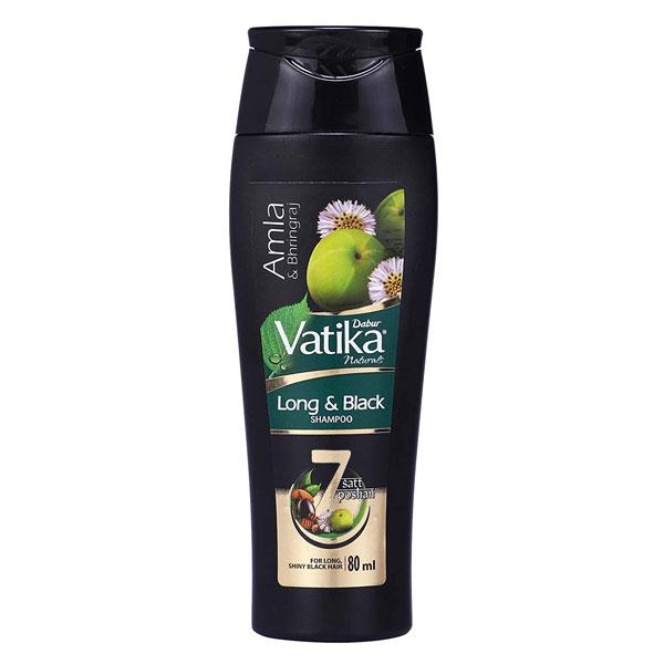 Netmeds | Dabur Vatika Naturals Long & Black Shampoo - Amla & Bhringraj 80 ml