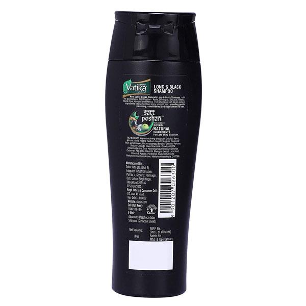 Dabur Vatika Naturals Long & Black Shampoo - Amla & Bhringraj 80 ml - Shampoos