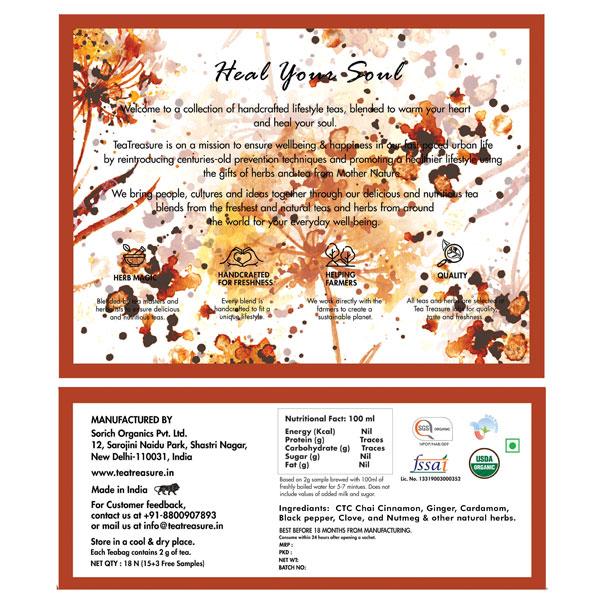 Tea Treasure Chai Tea Bag - Punjabi Masala 18's - Teas