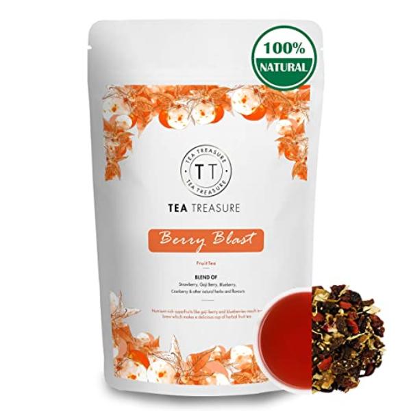 Tea Treasure Fruit Tea Leaves - Berry Blast 50 gm (Pouch) - Teas