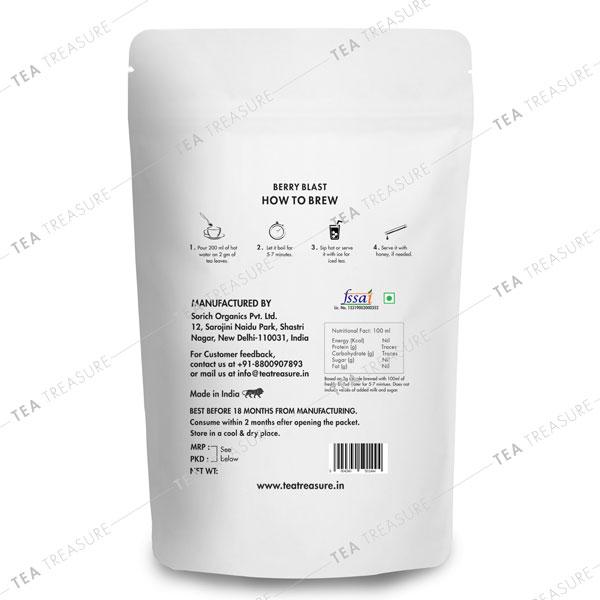 Tea Treasure Fruit Tea Leaves - Berry Blast 50 gm (Pouch) - Teas