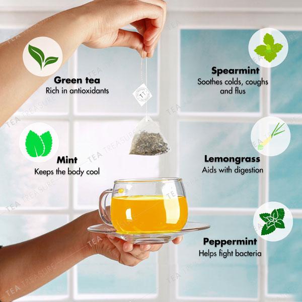 Tea Treasure Green Tea Bag - Super Mint 18's - Teas