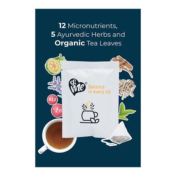 &Me PCOS Green Tea with Ayurvedic Herbs & Micronutrients - Lavender Chamomile 14's - Teas