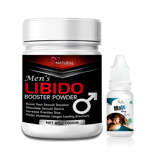Natural Men's Libido Booster Powder 100 gm + Male Pro Oil 15 ml - Sexual Healthcare
