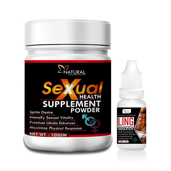Natural Sexual Health Supplement Powder 100 gm + Ling Booster Oil 15 ml - Sexual Healthcare