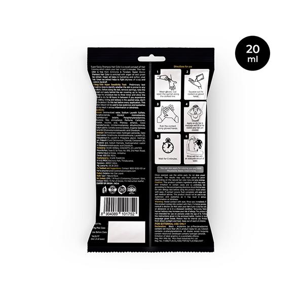 VCare Super eazzy Shampoo Hair Color - Natural Black 1 (Pack of 10 x 20 ml) - Sachet/Shampoo