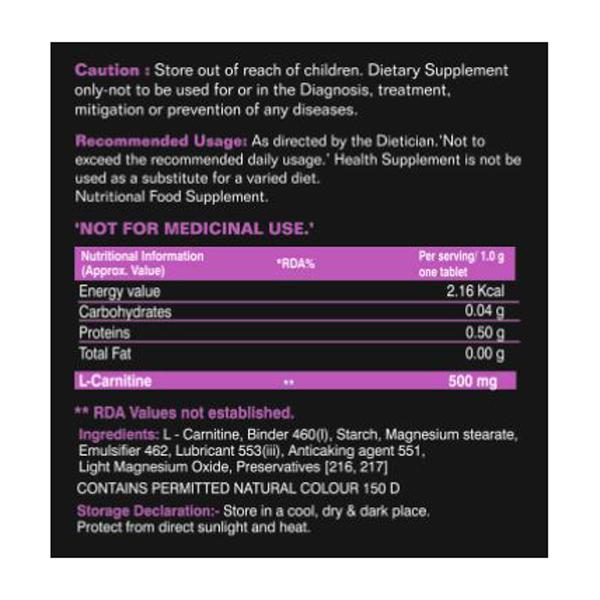 Alvizia L-Carnitine 500 mg Tablet 90's - Workout Essentials