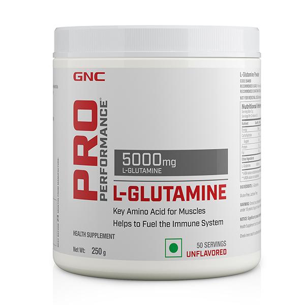 GNC Pro Performance L-Glutamine 5000 mg Powder - Unflavoured 250 gm - Workout Essentials