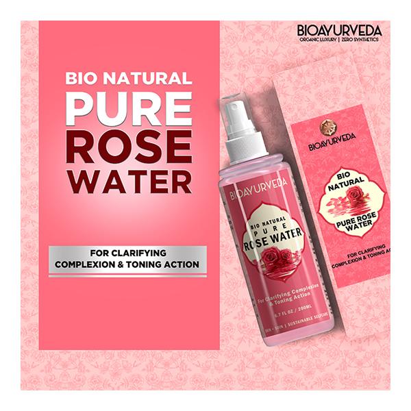 Bioayurveda Bio Natural Pure Rose Water 200 ml - Toners