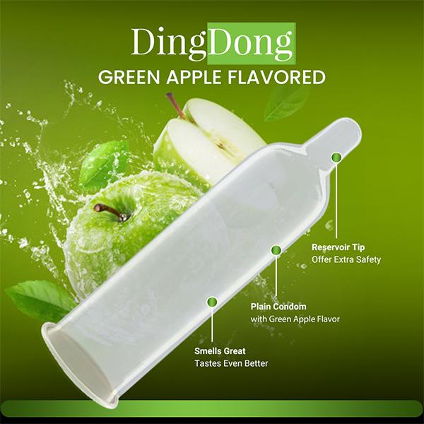 NottyBoy DingDong Dotted Condoms - Green Apple 3's - Plain/Flavoured Condoms