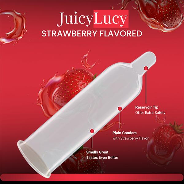 NottyBoy JucyLucy Dotted Condoms - Strawberry 3's - Plain/Flavoured Condoms