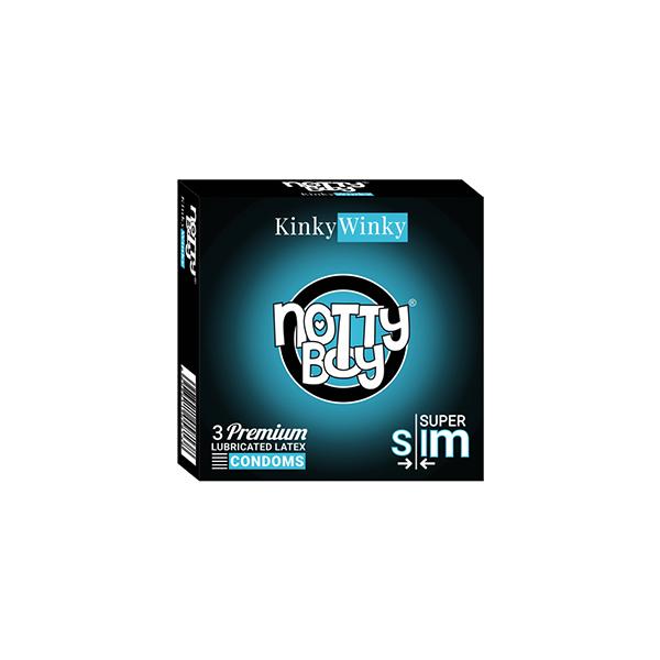 Netmeds | NottyBoy KinkyWinky Premium Lubricated Latex Condoms - Super Slim 3's