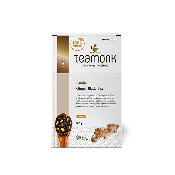 Teamonk Anaha Tea Leaves - Ginger Black Tea 100 gm - Herbal/Green Teas