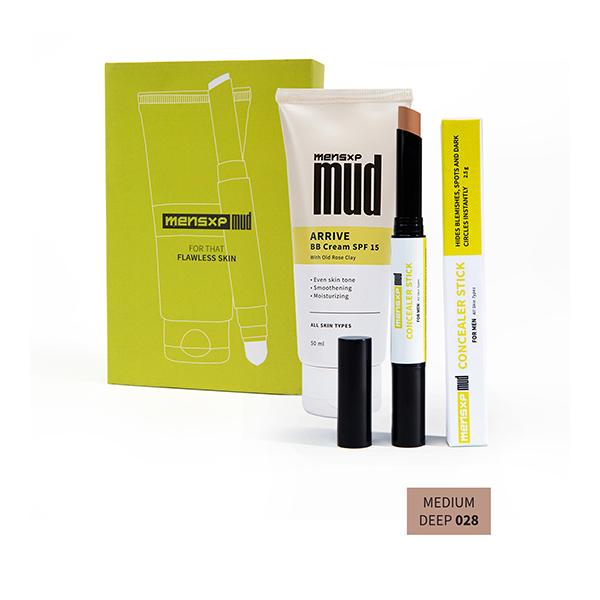 MensXP Mud Men's Natural BB Face Cream 50 ml + Men's Concealer Stick 2.5 gm - (028 Medium Deep) 50 ml - Face Creams
