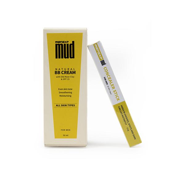 MensXP Mud Men's Natural BB Face Cream 50 ml + Men's Concealer Stick 2.5 gm - (028 Medium Deep) 50 ml - Face Creams