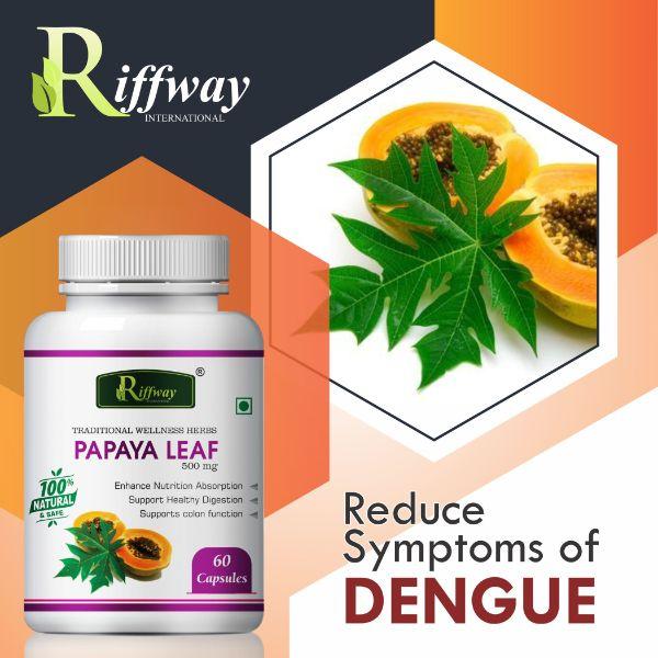 Riffway Papaya Leaf 500 mg Capsule 60's - Pure Herbs