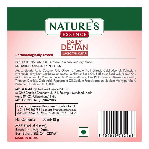 Nature's Essence Daily De-Tan Cream - Lacto Tan Clear 50 gm - Face Creams