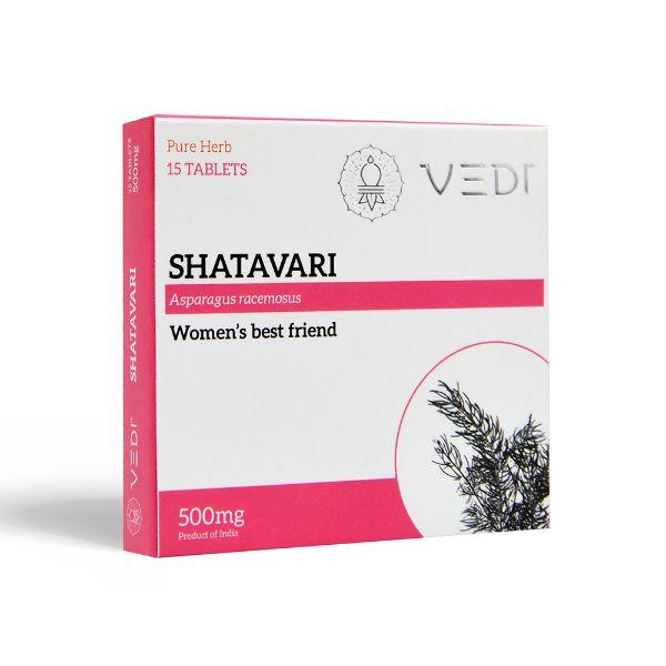 VEDI Shatavari 500 mg Tablet (Pack of 5 x 15's) - Pure Herbs