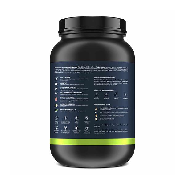Nutrabay Wellness All-Natural Plant Protein + Superfoods - Gourmet Chocolate 1 kg - Whey Proteins