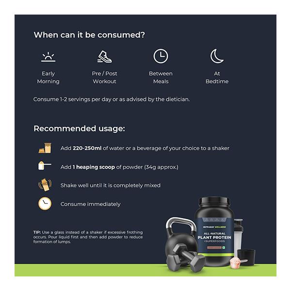 Nutrabay Wellness All-Natural Plant Protein + Superfoods - Gourmet Chocolate 1 kg - Whey Proteins