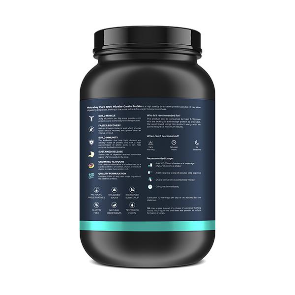 Nutrabay Pure Micellar Casein Protein Isolate - Unflavoured 1 kg - Whey Proteins