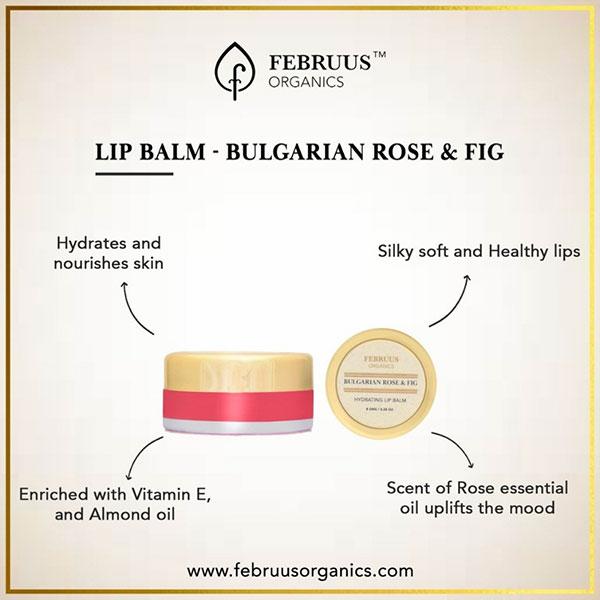 Februus Organics Hydrating Lip Balm - Bulgarian Rose & Fig 8 gm - Lip Balms